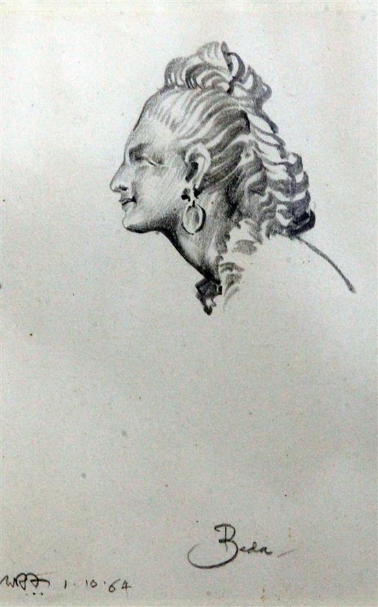 William Russell Flint (1880-1969) Head study of a woman, inscribed Beda 7.5 x 5in.